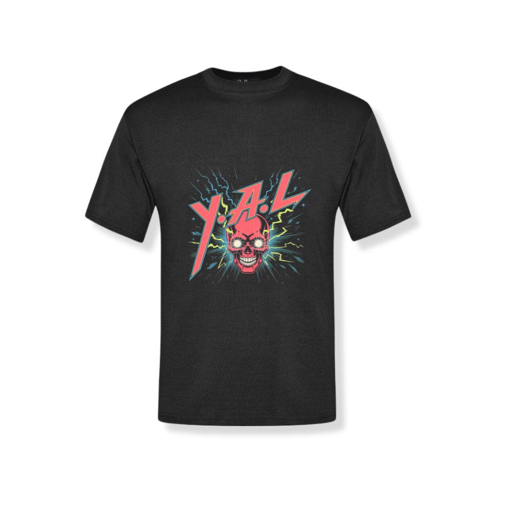 YAL Skull Lightning Bolt Retro Graphic T-Shirt