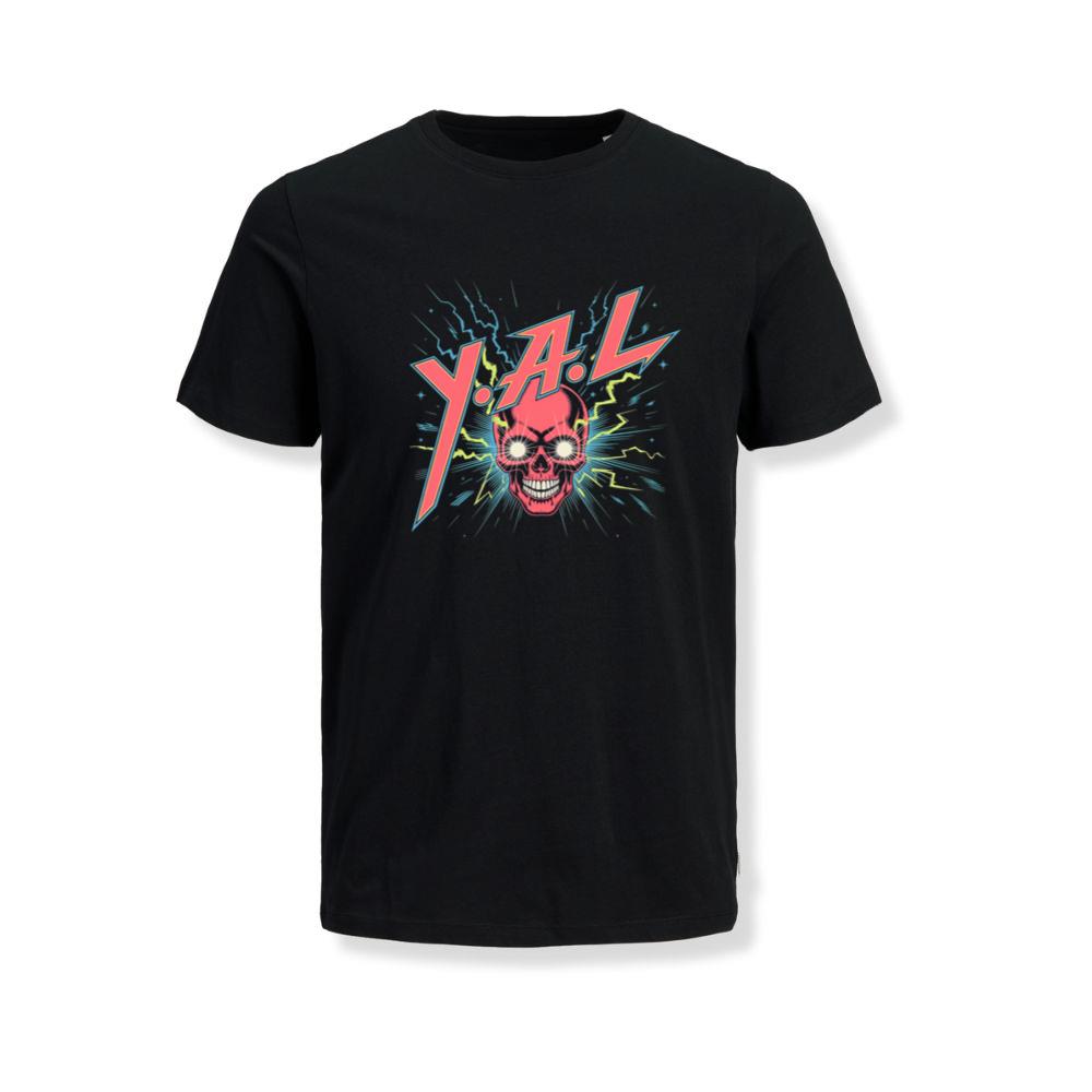 YAL Skull Lightning Bolt Retro Graphic T-Shirt