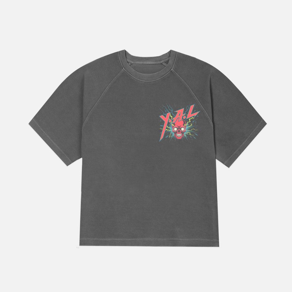 YAL Skull Lightning Bolt Retro Graphic T-Shirt