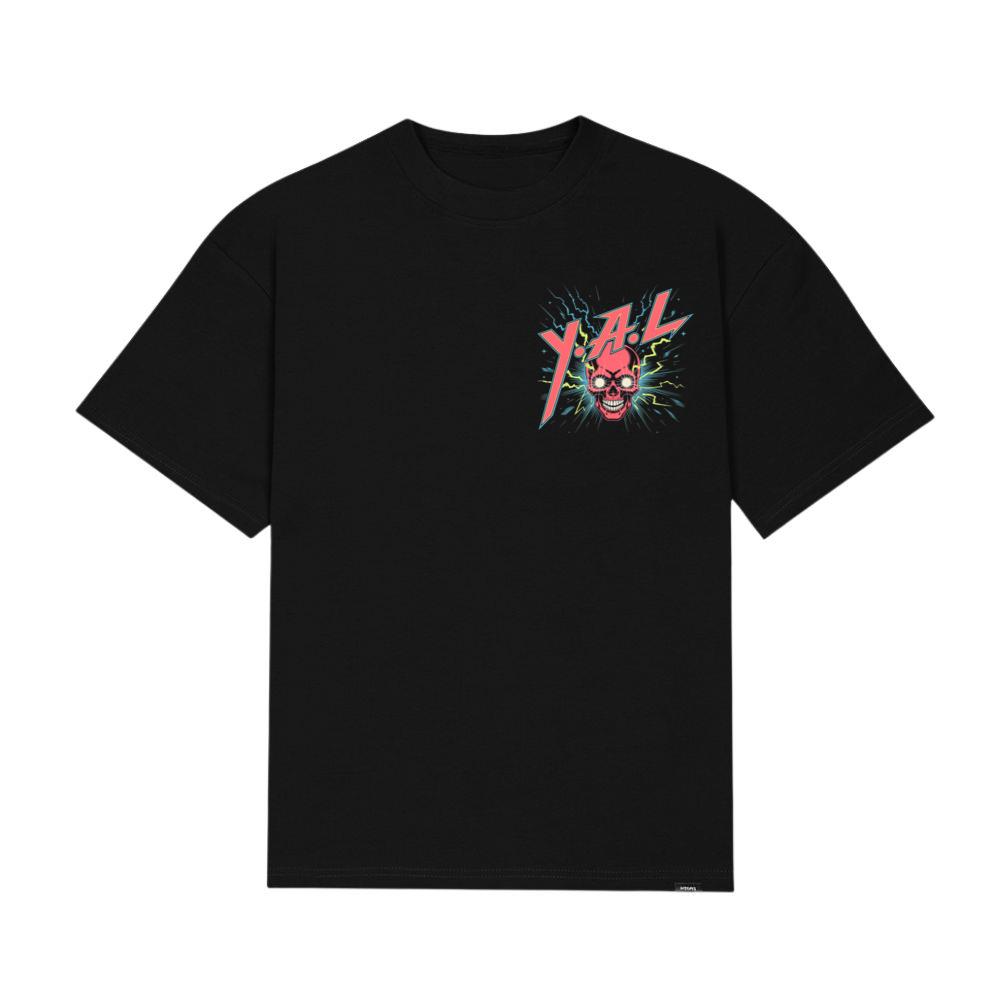 YAL Skull Lightning Bolt Retro Graphic T-Shirt