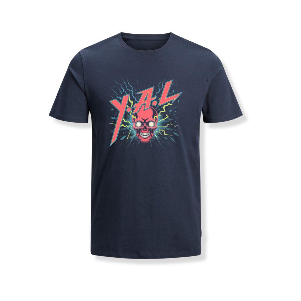 YAL Skull Lightning Bolt Retro Graphic T-Shirt - Image 2