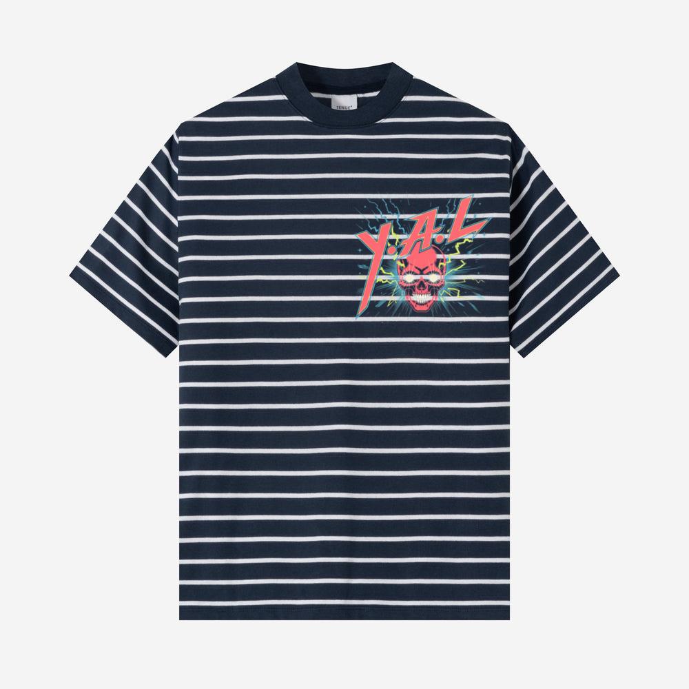 YAL Skull Lightning Bolt Retro Graphic T-Shirt