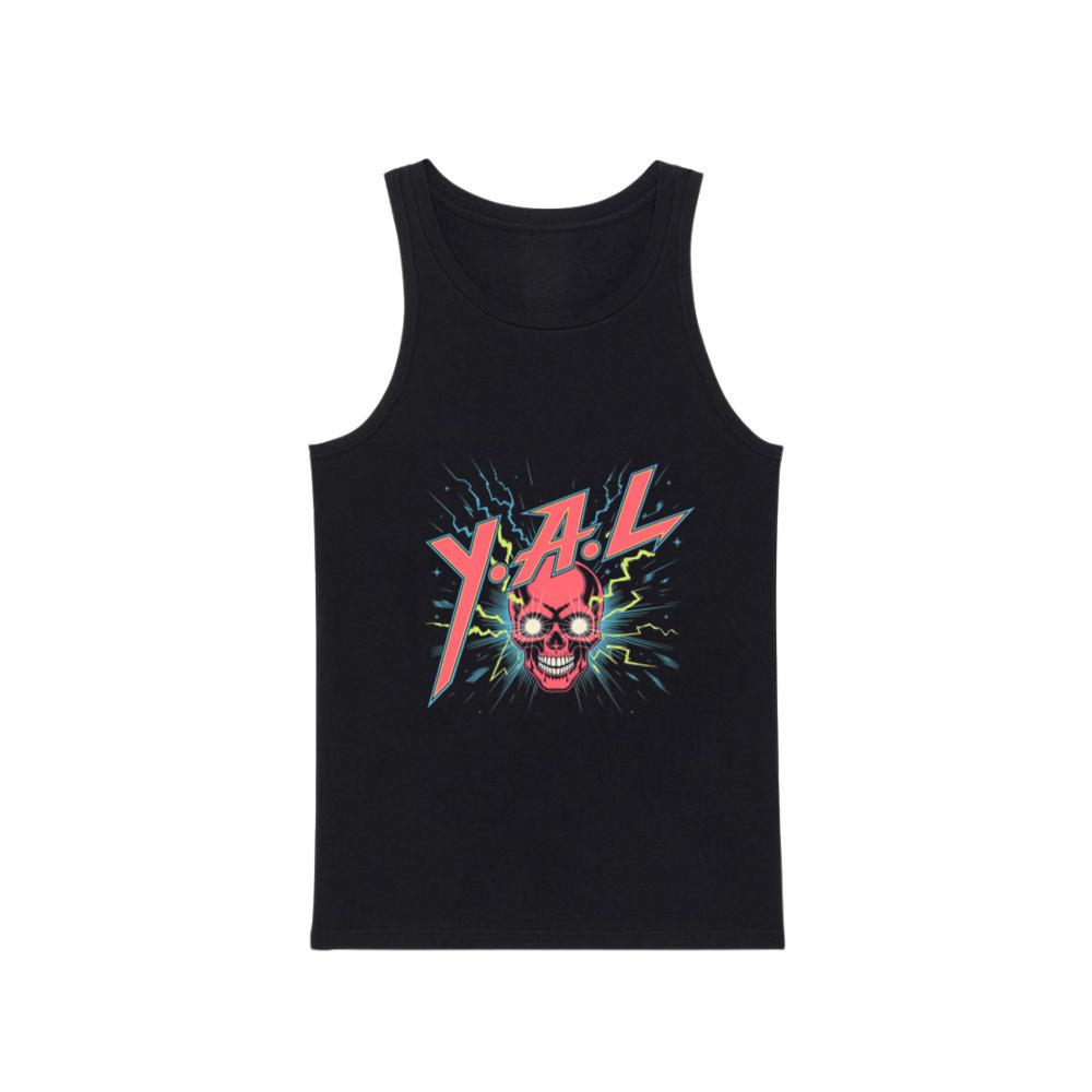 YAL Skull Lightning Bolt Retro Graphic Tank Top