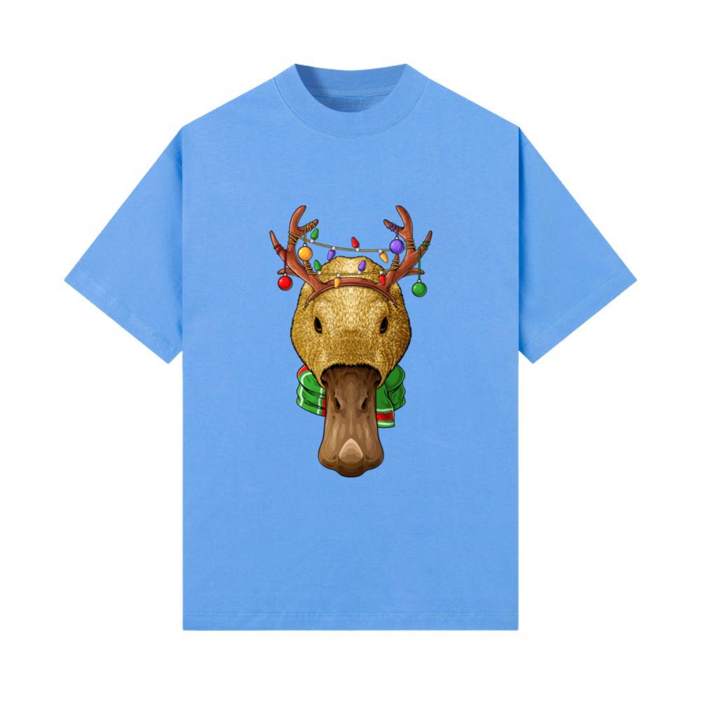 Yellow Duck Reindeer Antlers Cute Christmas Animal T-Shirt