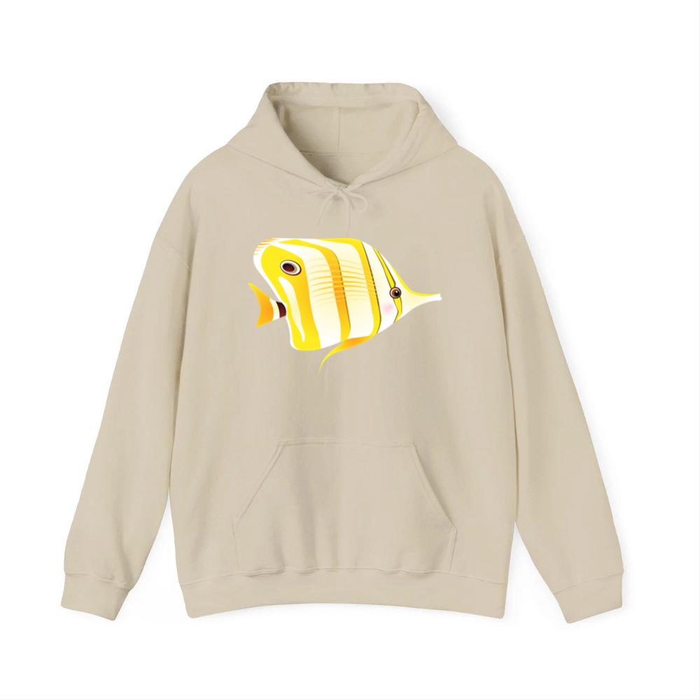 Yellow Striped Cartoon Butterfly Fish Hoodies
