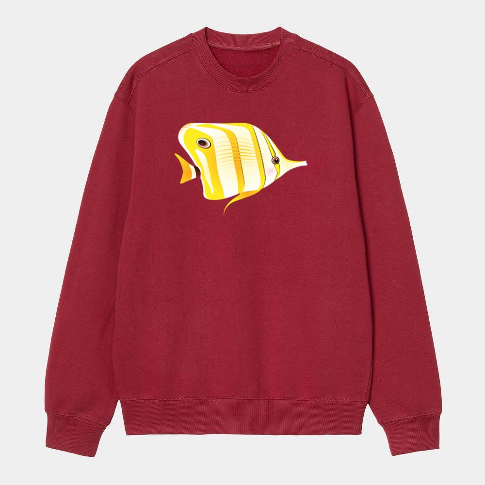 Yellow Striped Cartoon Butterfly Fish Sweatshirt