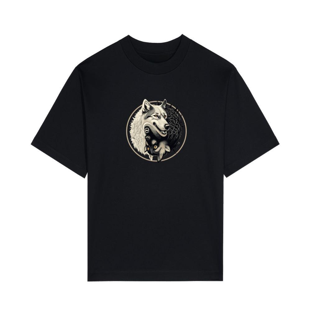 Ying Yang Wolves Black White T-Shirts