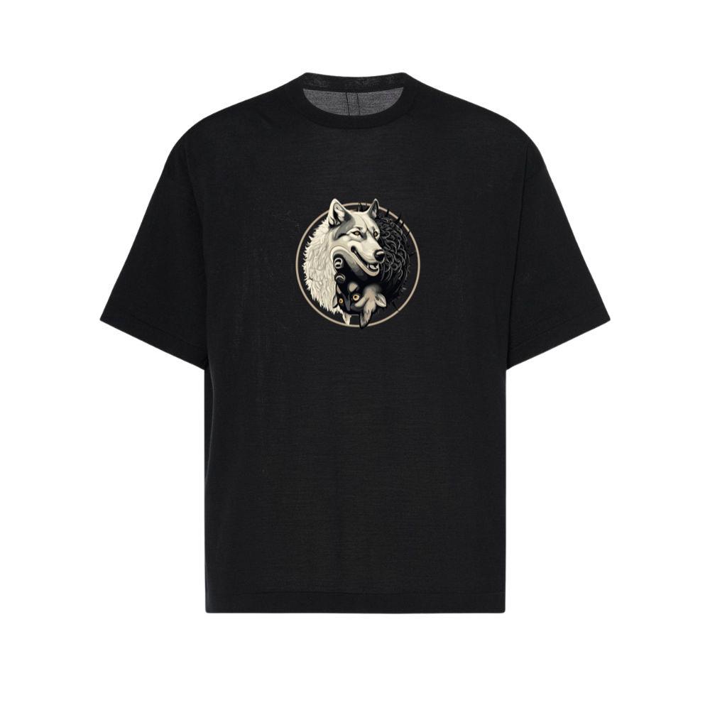 Ying Yang Wolves Black White TShirts Shopolaty