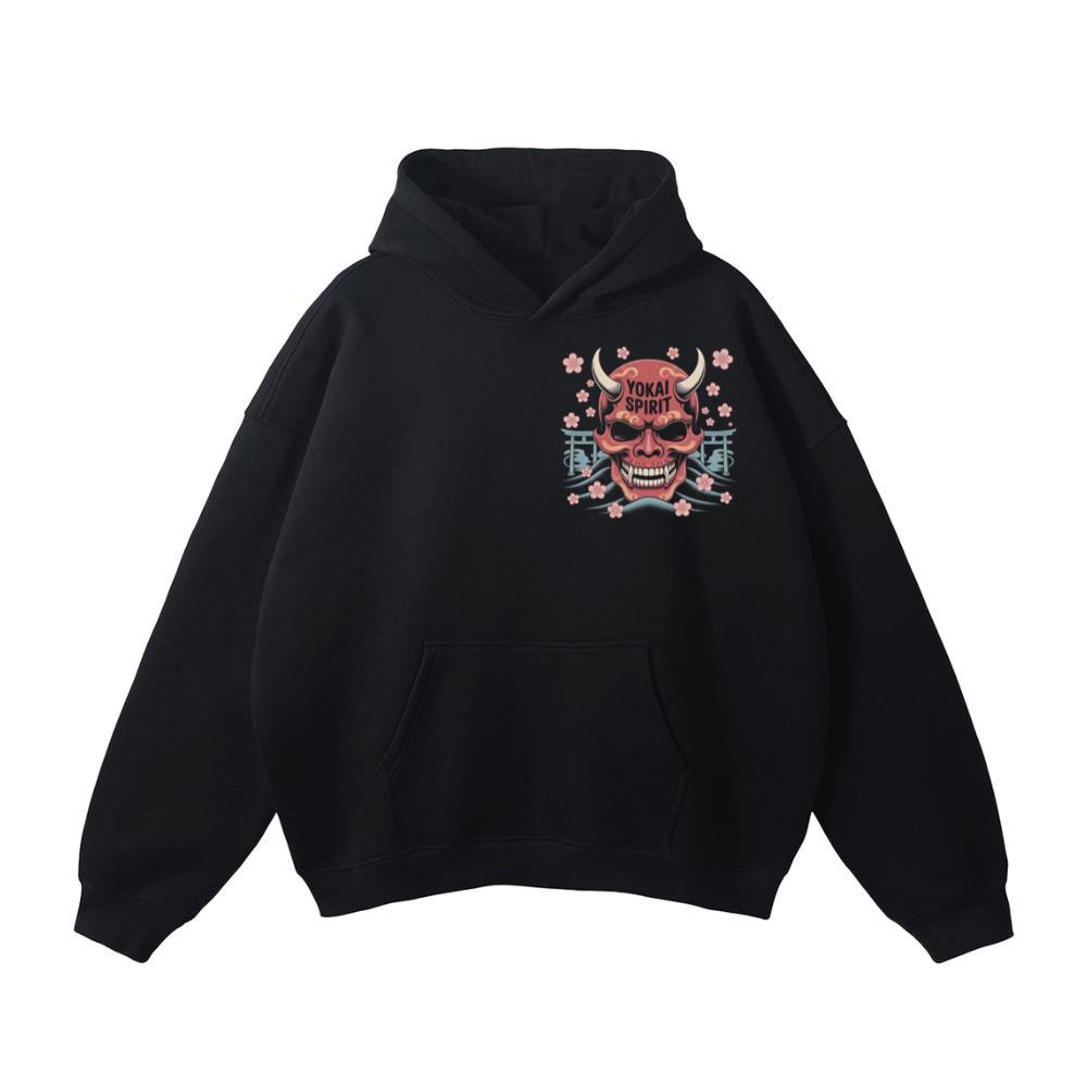 Yokai Spirit Red Demon Mask Japanese Style Hoodie