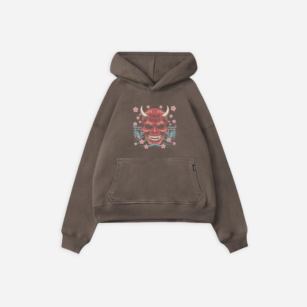 Yokai Spirit Red Demon Mask Japanese Style Hoodie