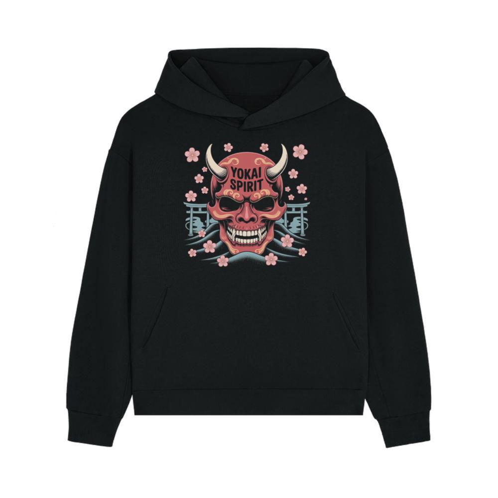 Yokai Spirit Red Demon Mask Japanese Style Hoodies