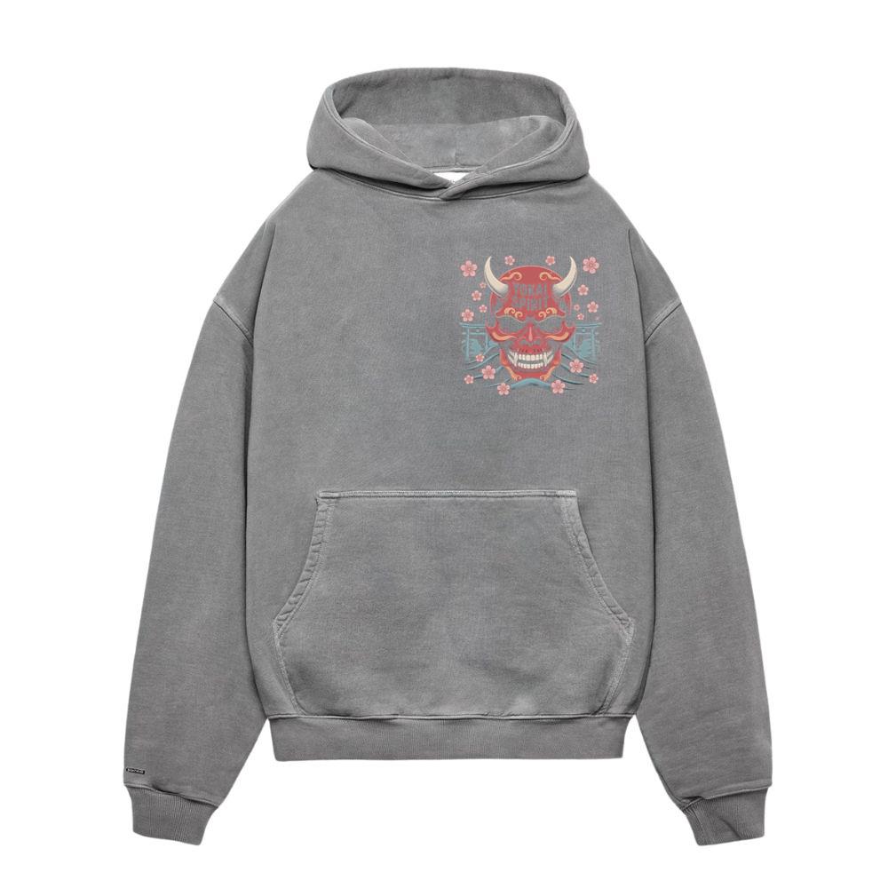 Yokai Spirit Red Demon Mask Japanese Style Hoodies
