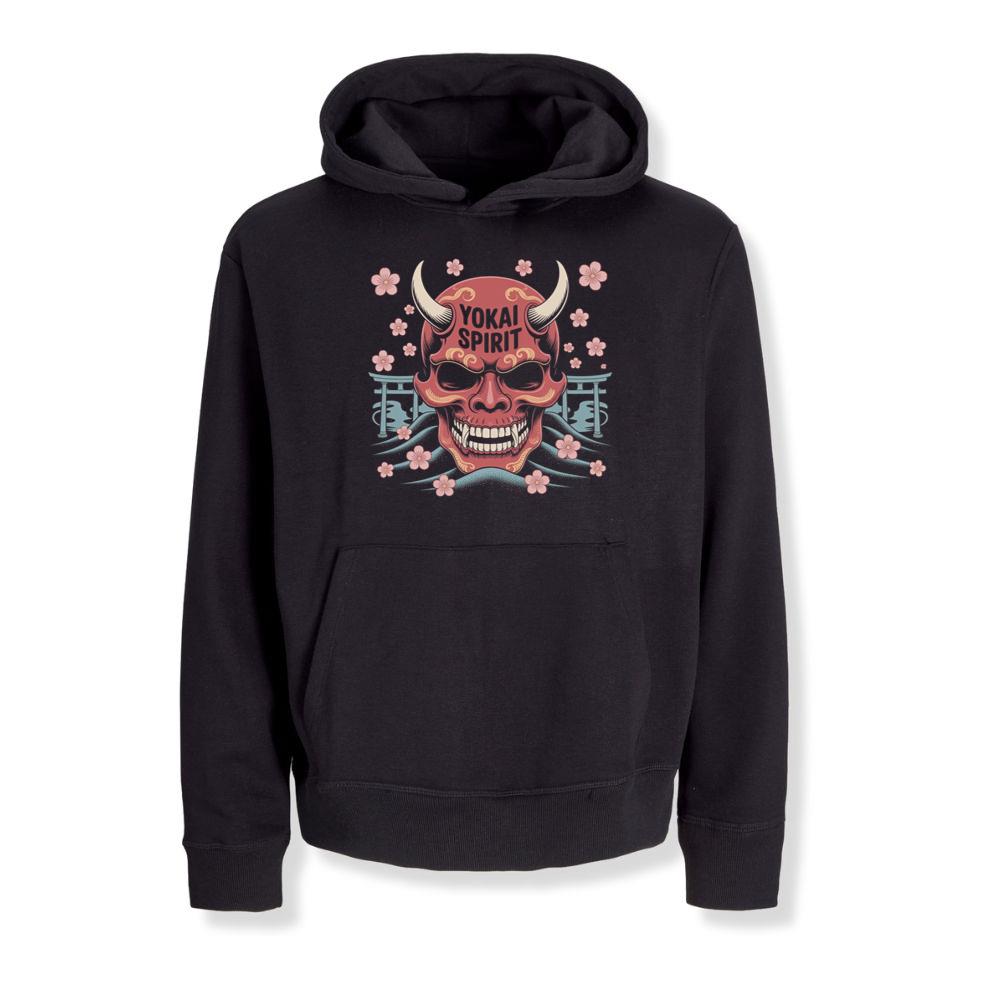 Yokai Spirit Red Demon Mask Japanese Style Hoodies