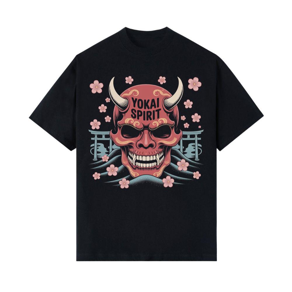 Yokai Spirit Red Demon Mask Japanese Style T-Shirt