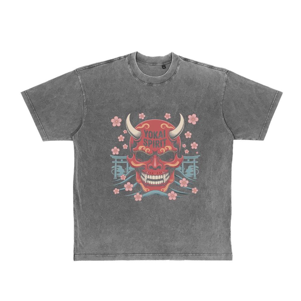 Yokai Spirit Red Demon Mask Japanese Style T-Shirt