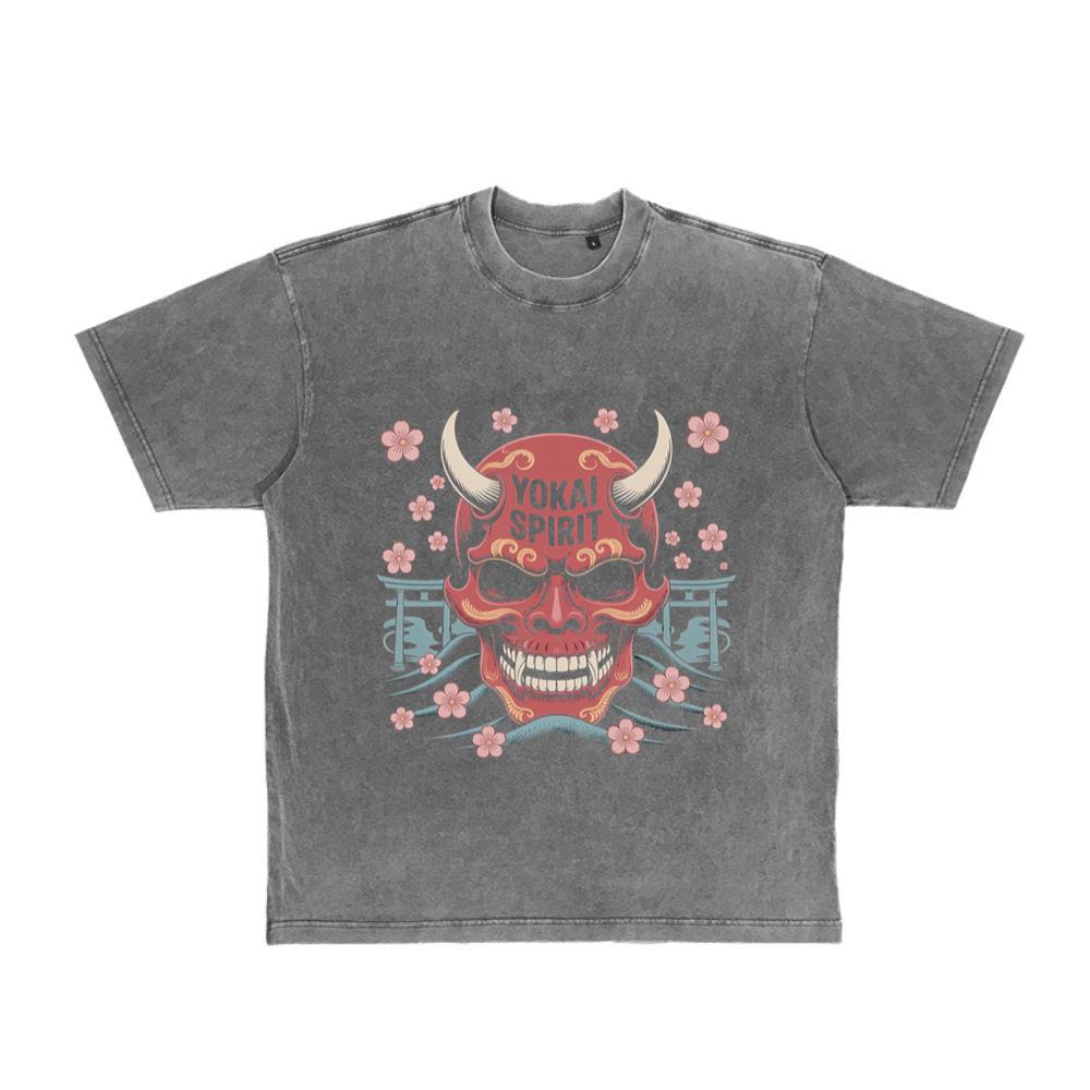 Yokai Spirit Red Demon Mask Japanese Style T-Shirt