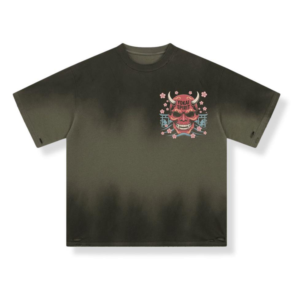 Yokai Spirit Red Demon Mask Japanese Style T-Shirts - Image 3