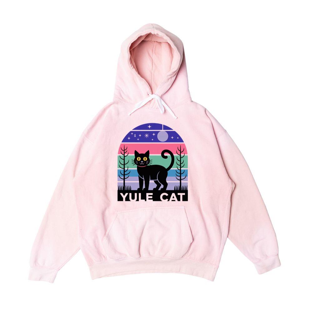 Yule Cat Funny Christmas Black Cat Retro Hoodie