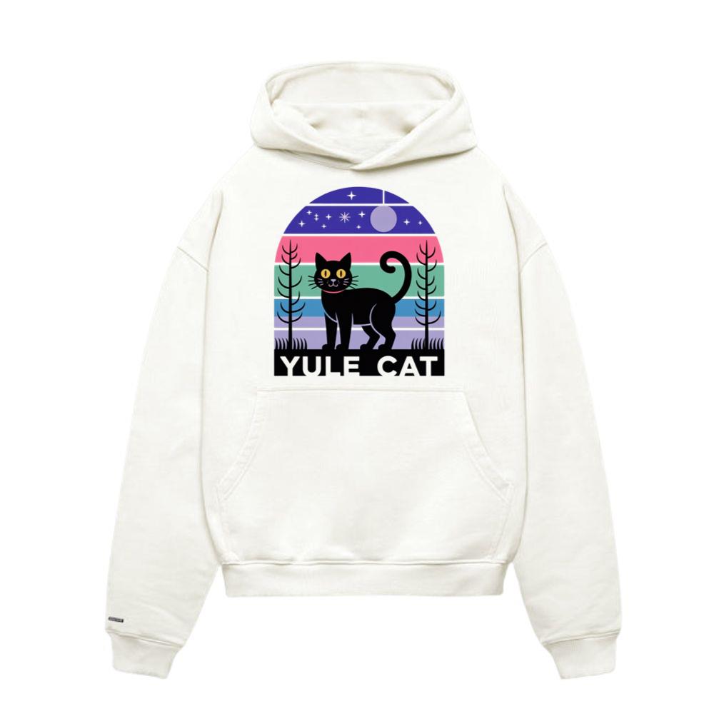 Yule Cat Funny Christmas Black Cat Retro Hoodies