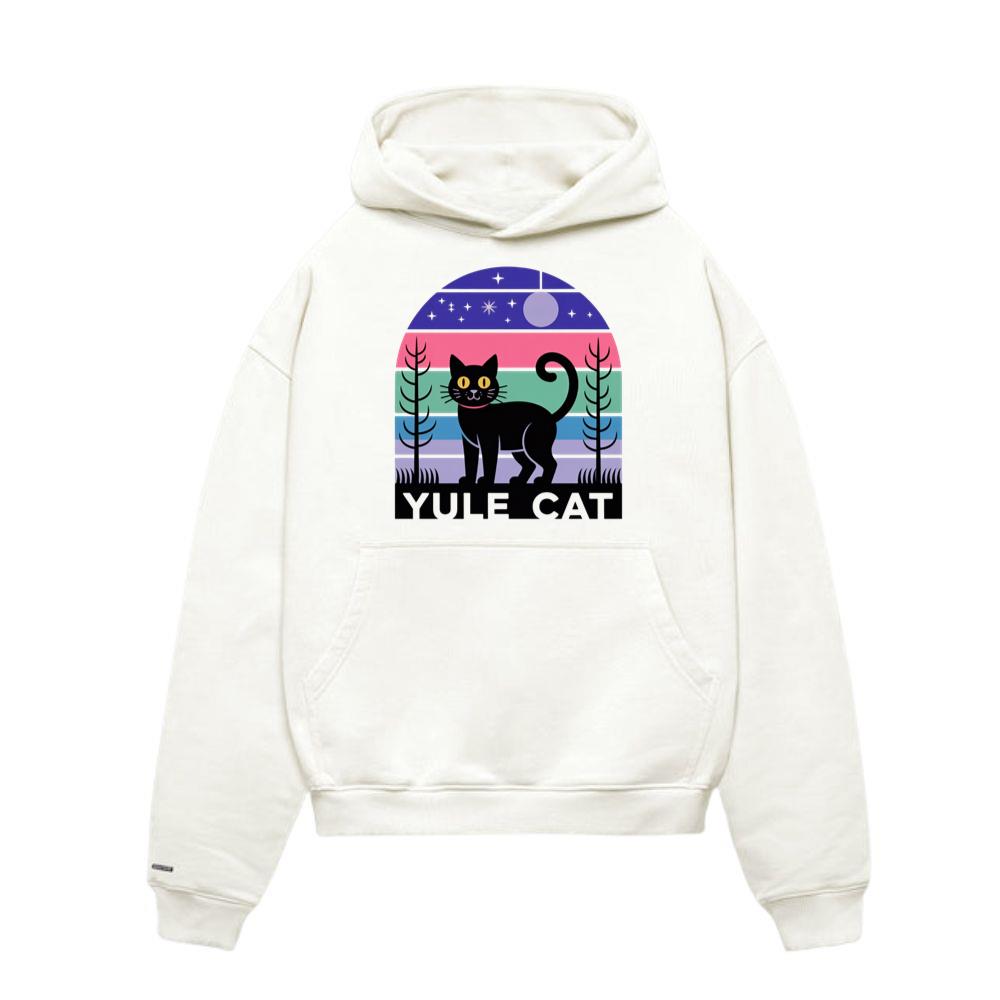 Yule Cat Funny Christmas Black Cat Retro Hoodies