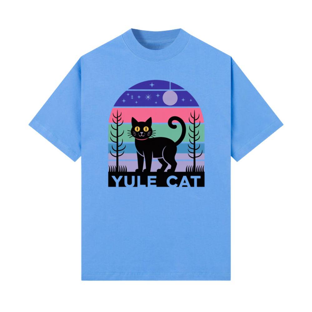 Yule Cat Funny Christmas Black Cat Retro T-Shirts