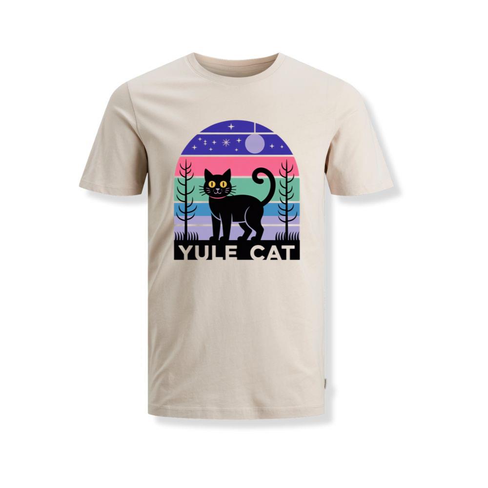 Yule Cat Funny Christmas Black Cat Retro T-Shirts