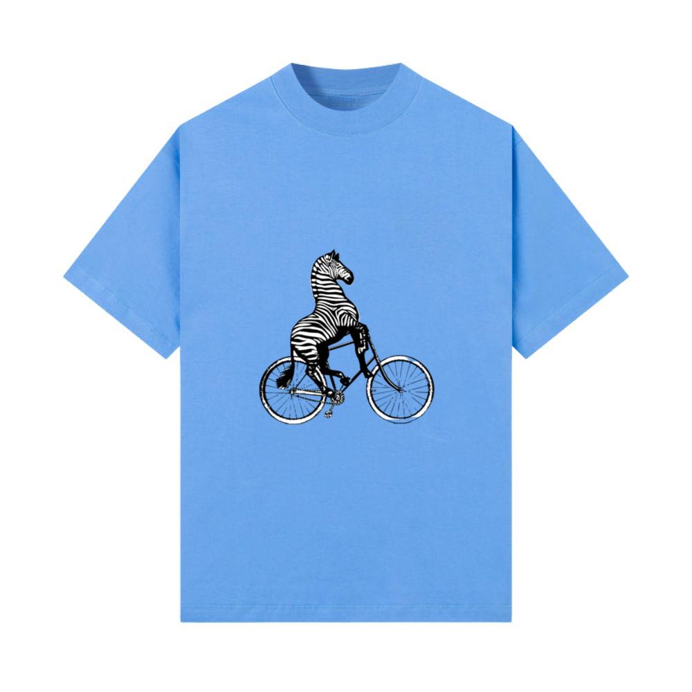 Zebra Riding On Bicycle Funny Stripes Animal Rider T-Shirt