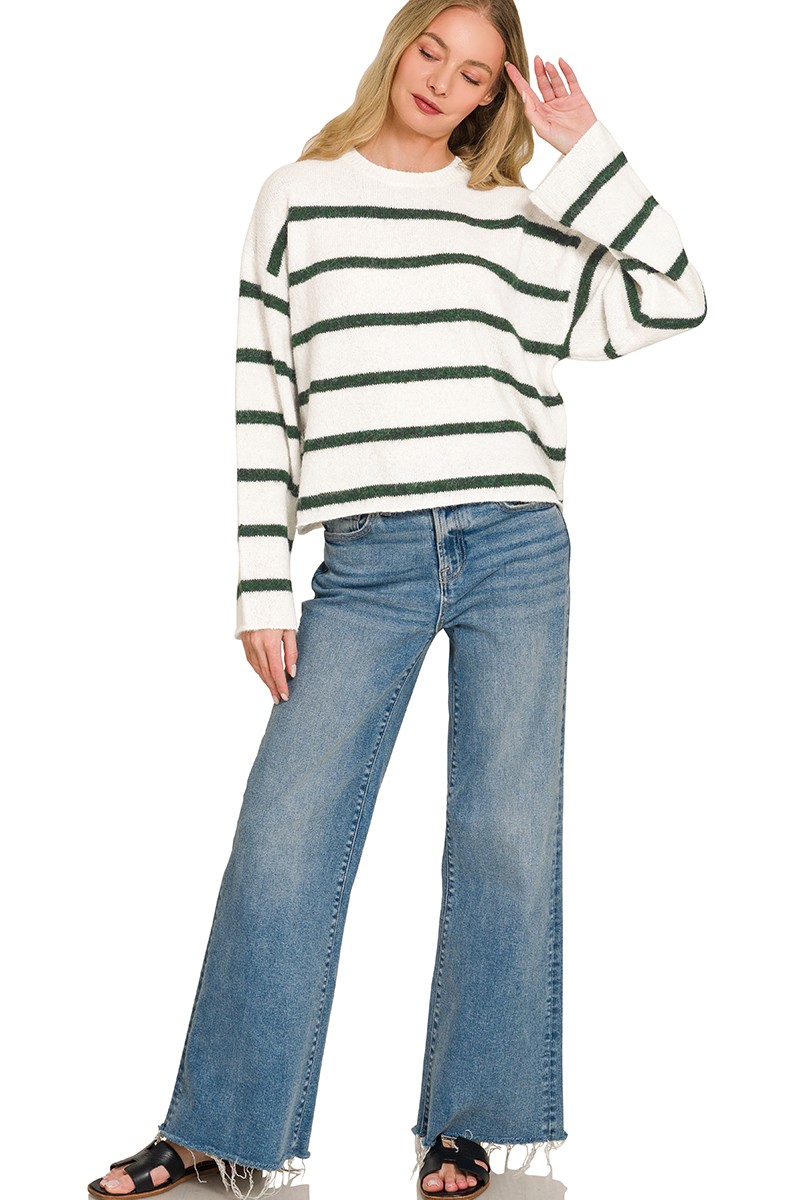 Zenana Wool Blend Striped Sweater - Image 3