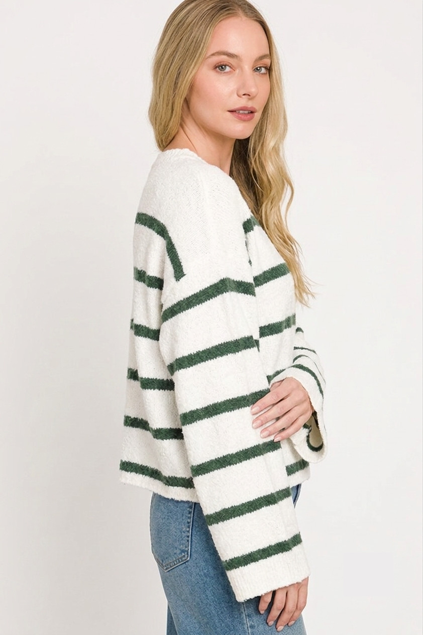 Zenana Wool Blend Striped Sweater - Image 2